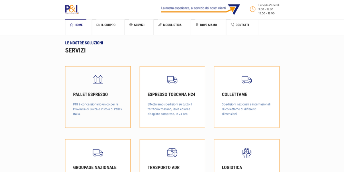 Servizi spedizione pallet collettame P&I Logistica — sito Hetaweb