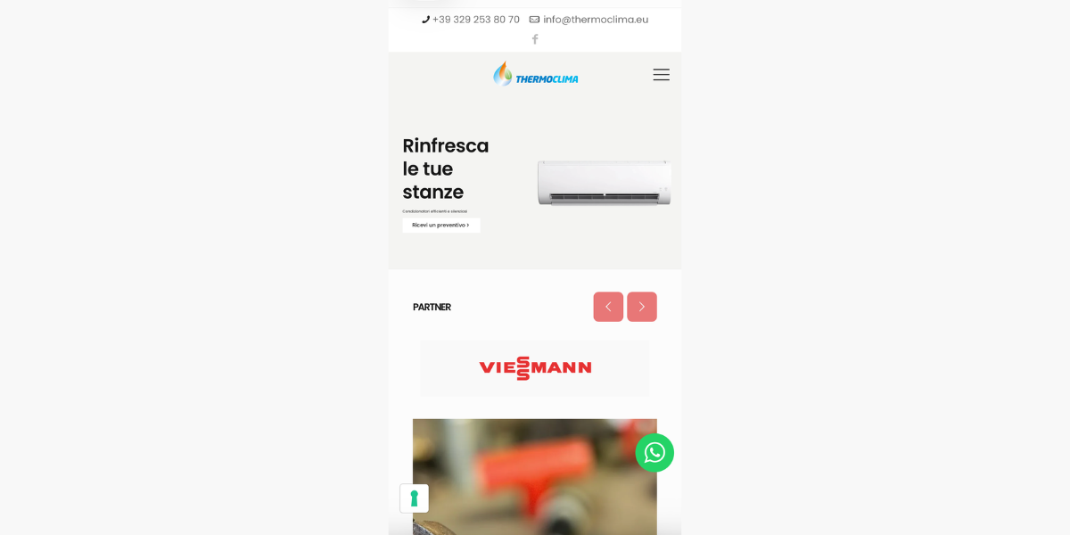 Sito Thermoclima su smartphone — responsive design Hetaweb