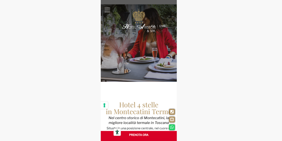 Sito Hotel Ariston Montecatini su smartphone — responsive Hetaweb