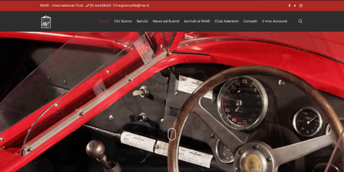 Homepage sito RIAR Registro Italiano Alfa Romeo — Hetaweb