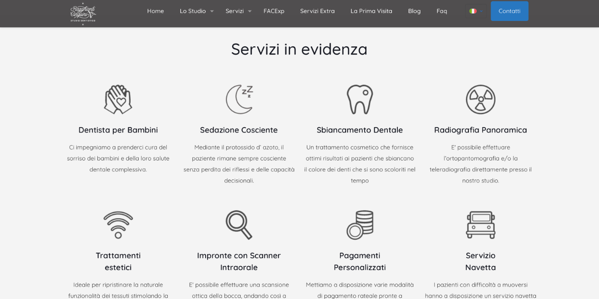 Trattamenti odontoiatrici Ragghianti Cinquini — sito Hetaweb