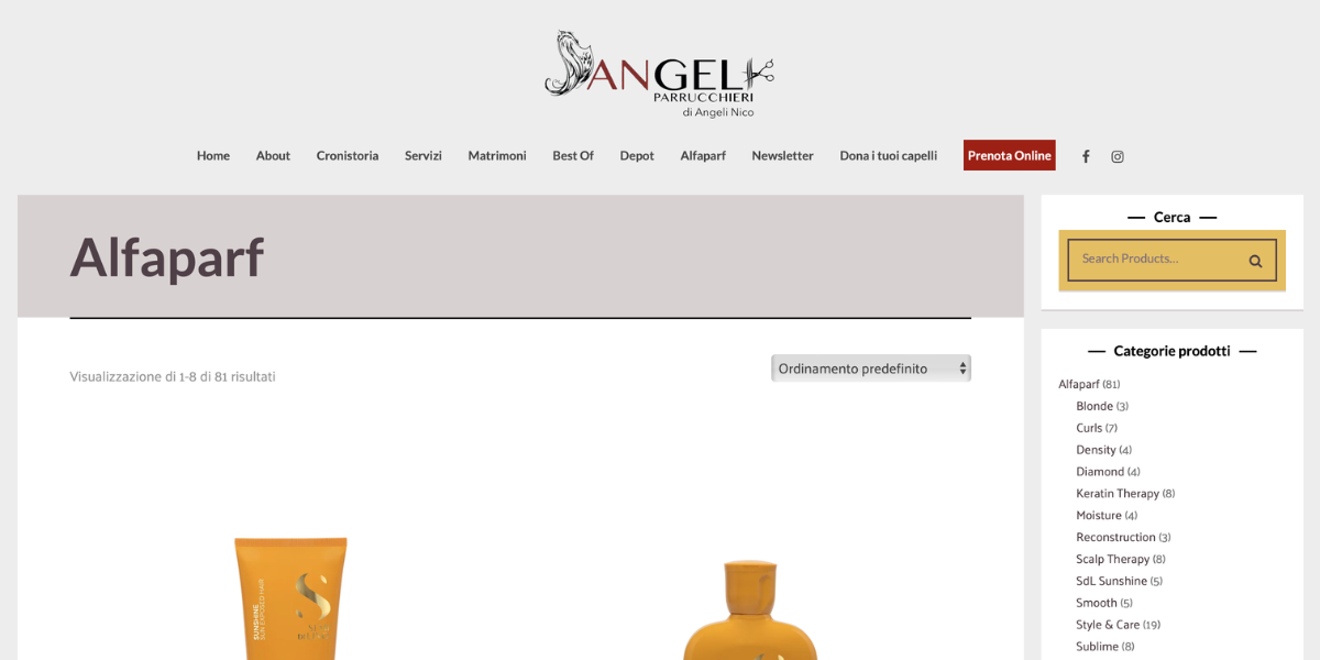Alfaparf — sito web sviluppato da Hetawe