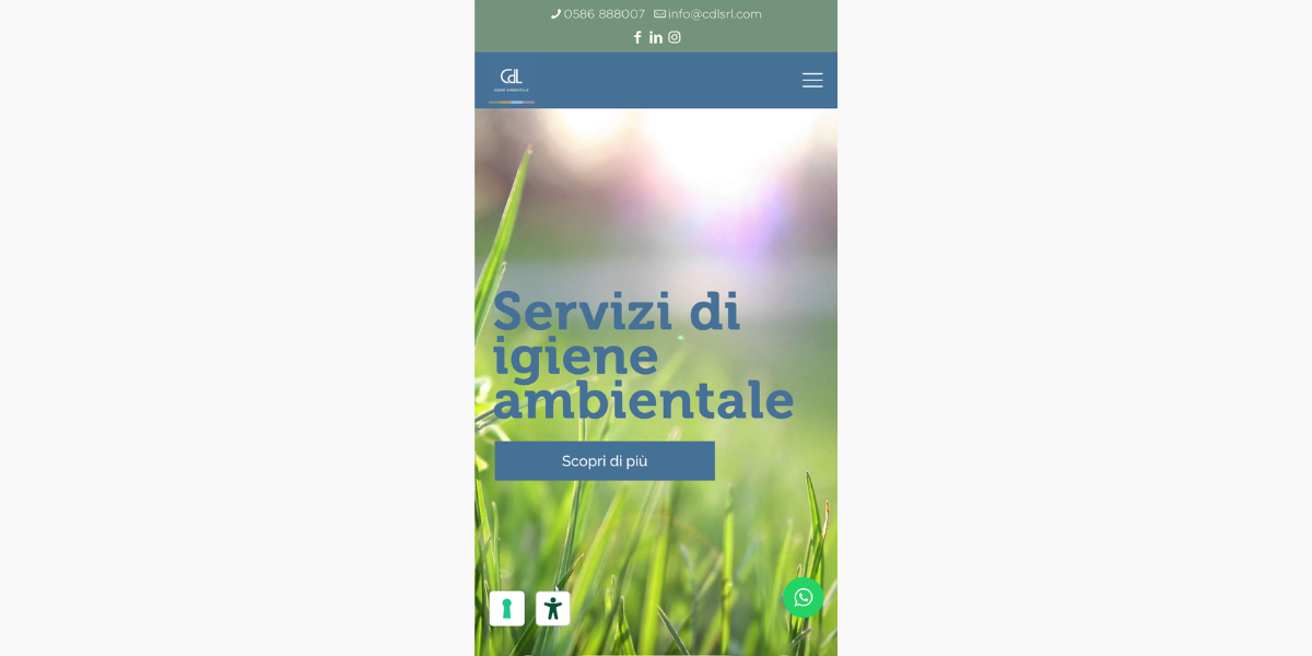 Sito CDL disinfestazione su smartphone — responsive Hetaweb