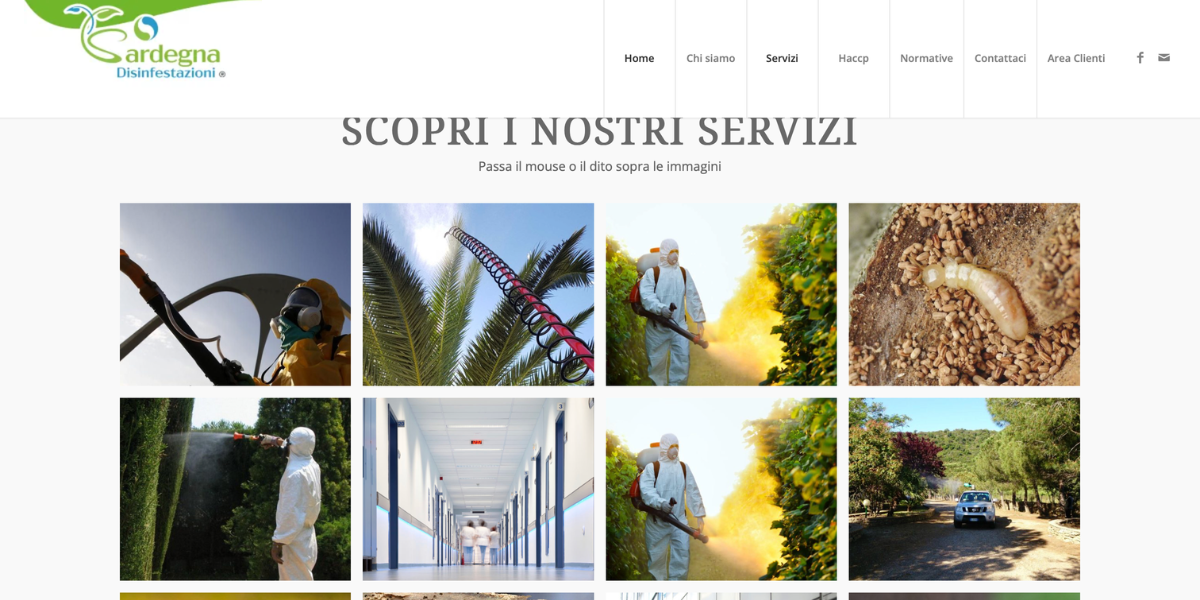 Servizi disinfestazione Sardegna — sito web Hetaweb Lucca