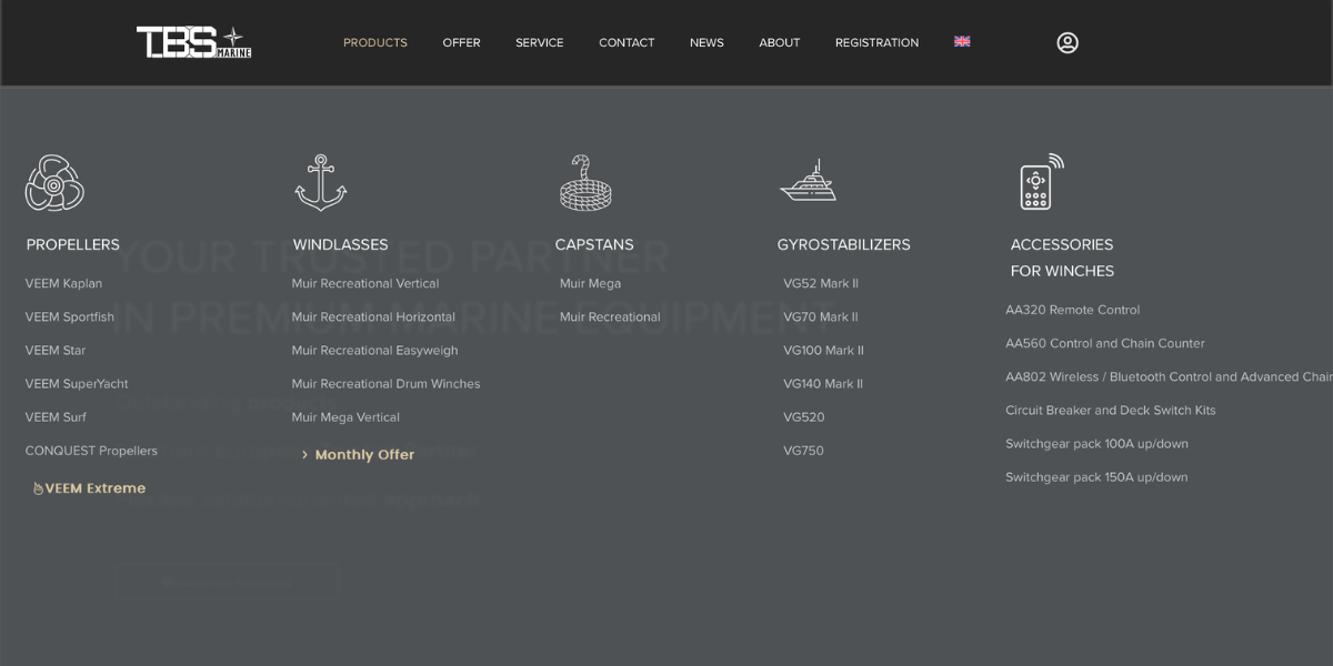 Catalogo stabilizzatori e eliche TBS Marine — WooCommerce Hetaweb