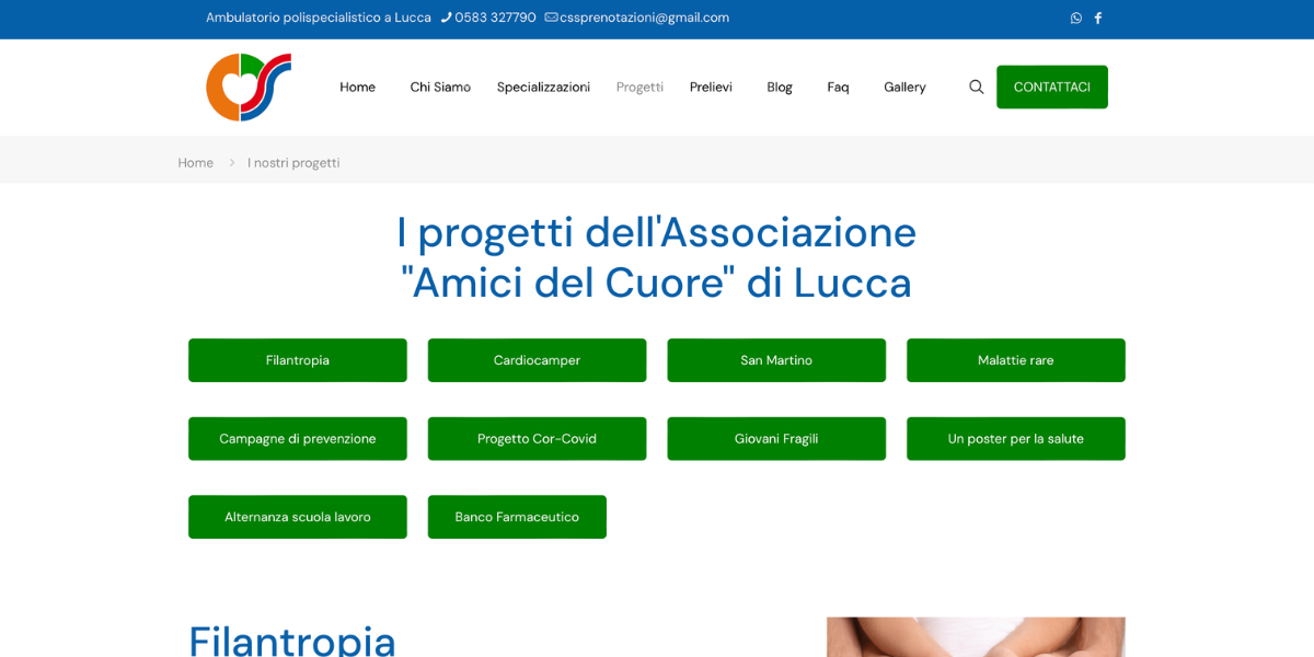 Specializzazioni mediche Centro Sanità Solidale — sito Hetaweb
