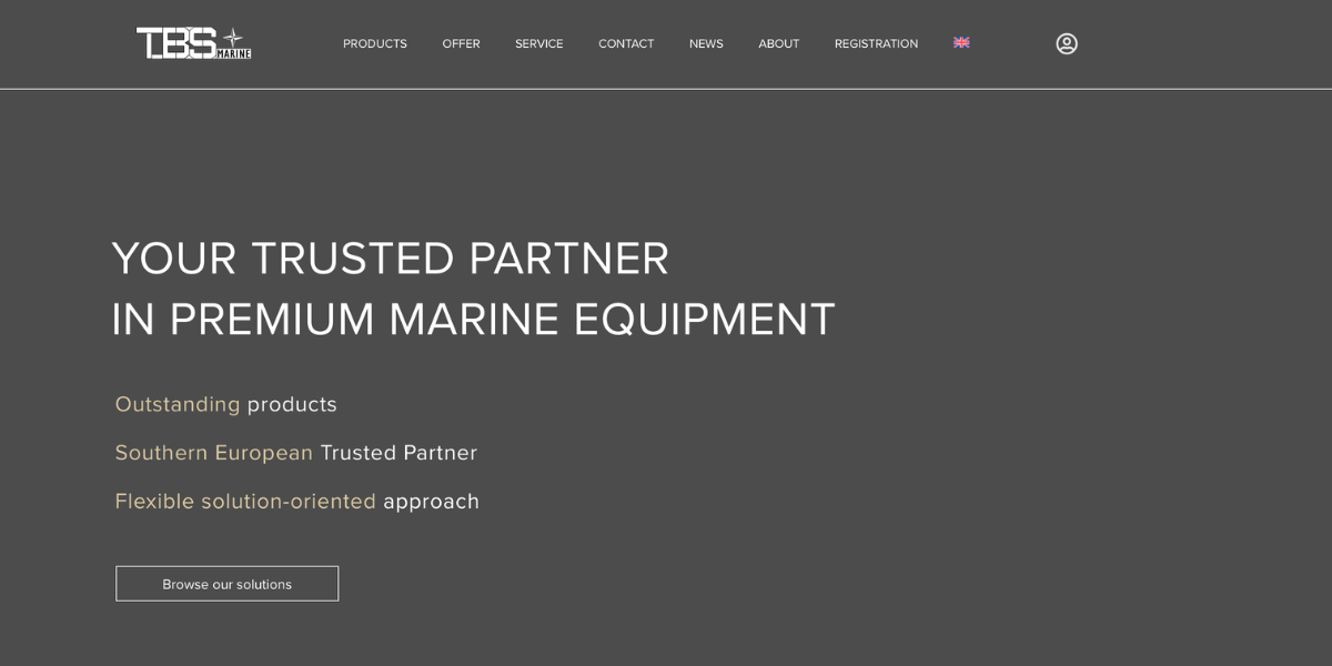 Homepage e-commerce TBS Marine attrezzature marine — Hetaweb