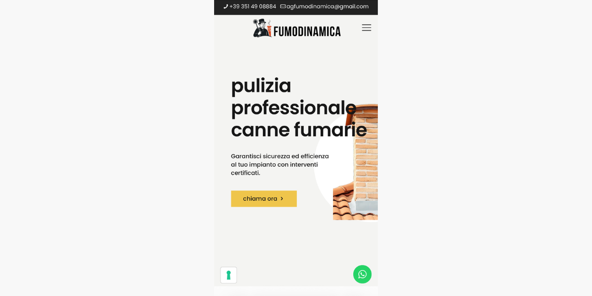 Sito Fumodinamica su smartphone — responsive design Hetaweb