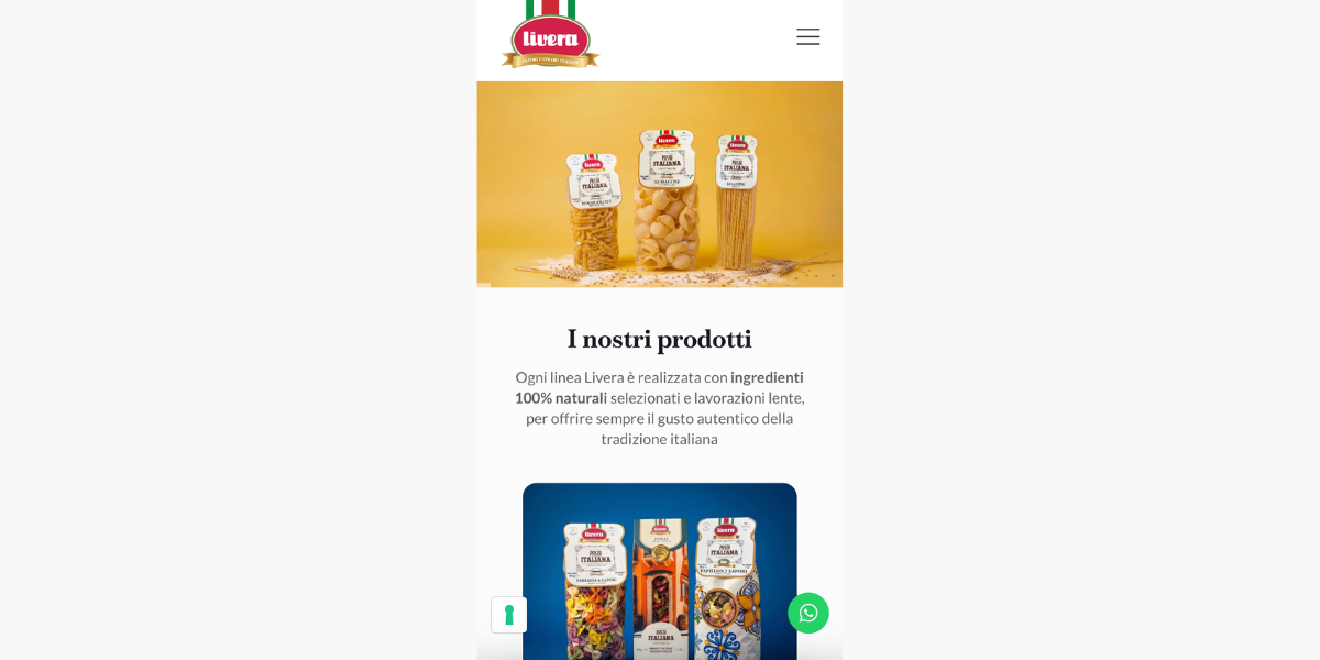 E-commerce Livera su smartphone — responsive design Hetaweb