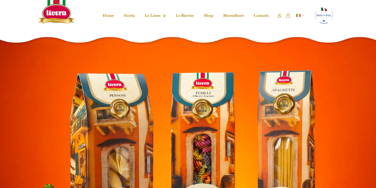 Homepage e-commerce Livera pasta artigianale — realizzazione Hetaweb
